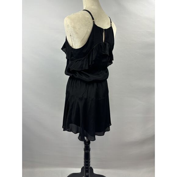 Karina Grimaldi Celine Mini Dress Black Medium Ruffled Adjustable Straps Mini - Picture 3 of 10